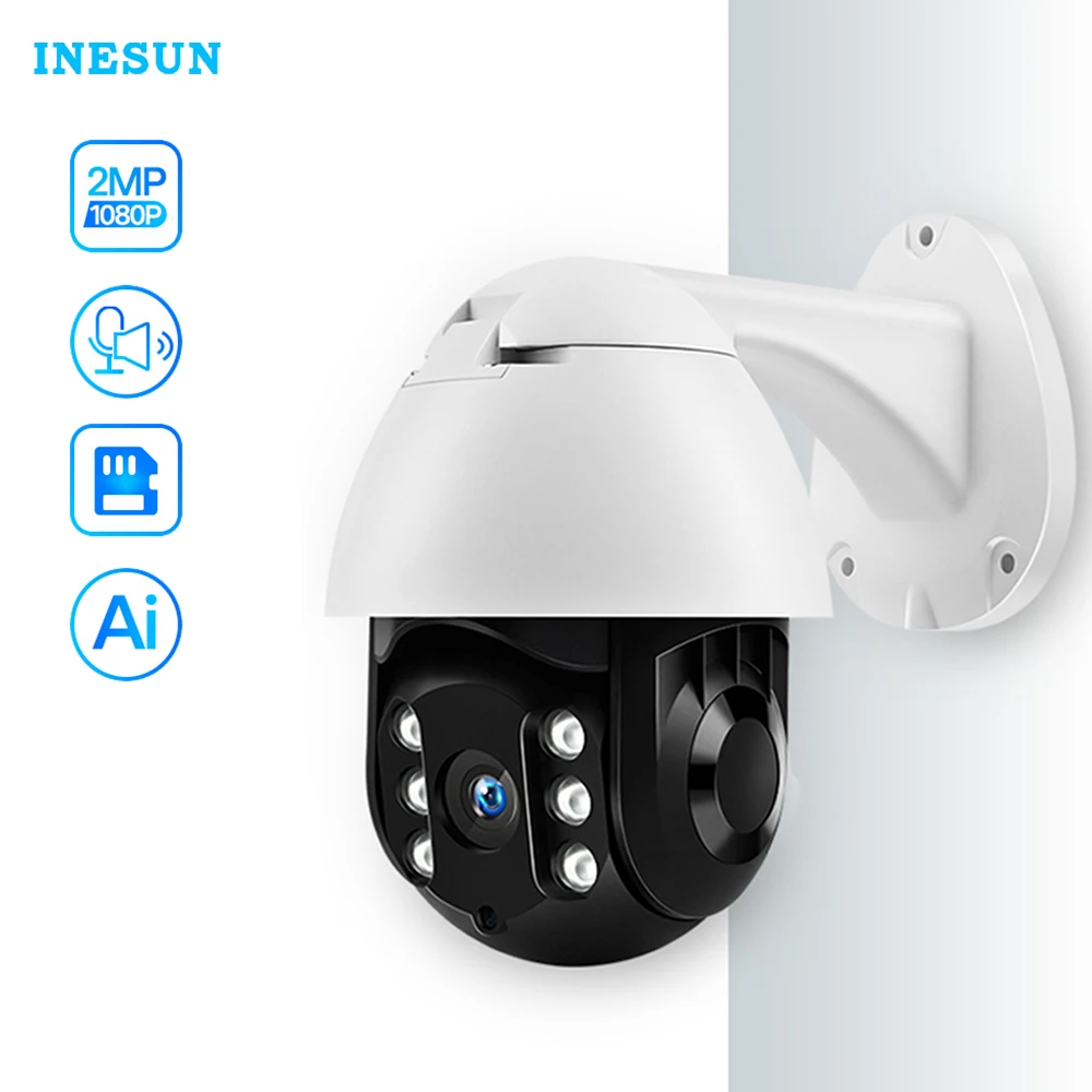 Inesun Открытый PTZ Беспроводной 1080P IP Камера Ai человека автоматическое слежение за