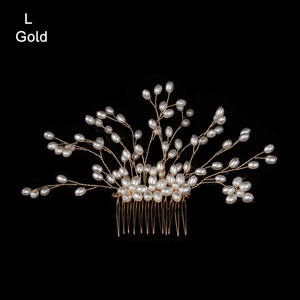 L-Gold Кристальные жемчужины гребни невесты аксессуары для волос Свадебные Заколки для волос аксессуары ювелирные изделия ручной работы женские украшения для волос Головные уборы - Окраска металла: L-Gold