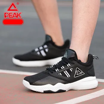 

Peak men's 2020 new basketball shoes slip resistant fabric light practical low top black and white wear-resistant sports shoes