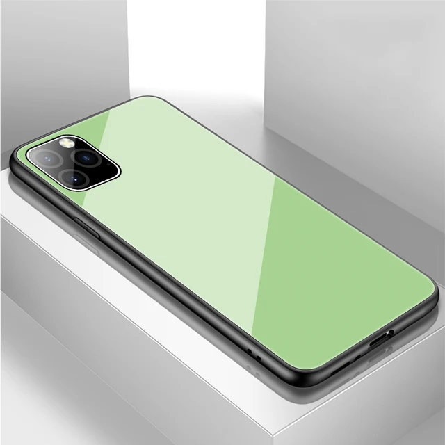 Luxury Plain Glass Case For Xiaomi Mi 10 8 9 SE Lite F1 Redmi Note 5 6 7 Pro Plus Pocophone F1 Phone Cover Green