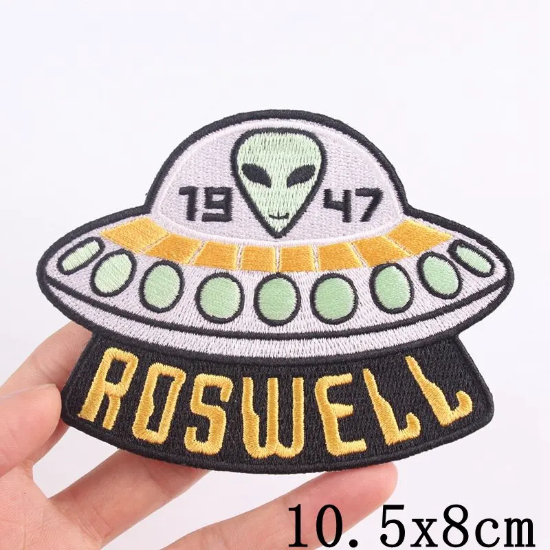 Prajna Alien Embroidered Patches On Clothes DIY Space UFO Applique Clothing Thermoadhesive Patches for Clothing Stickers Badges 