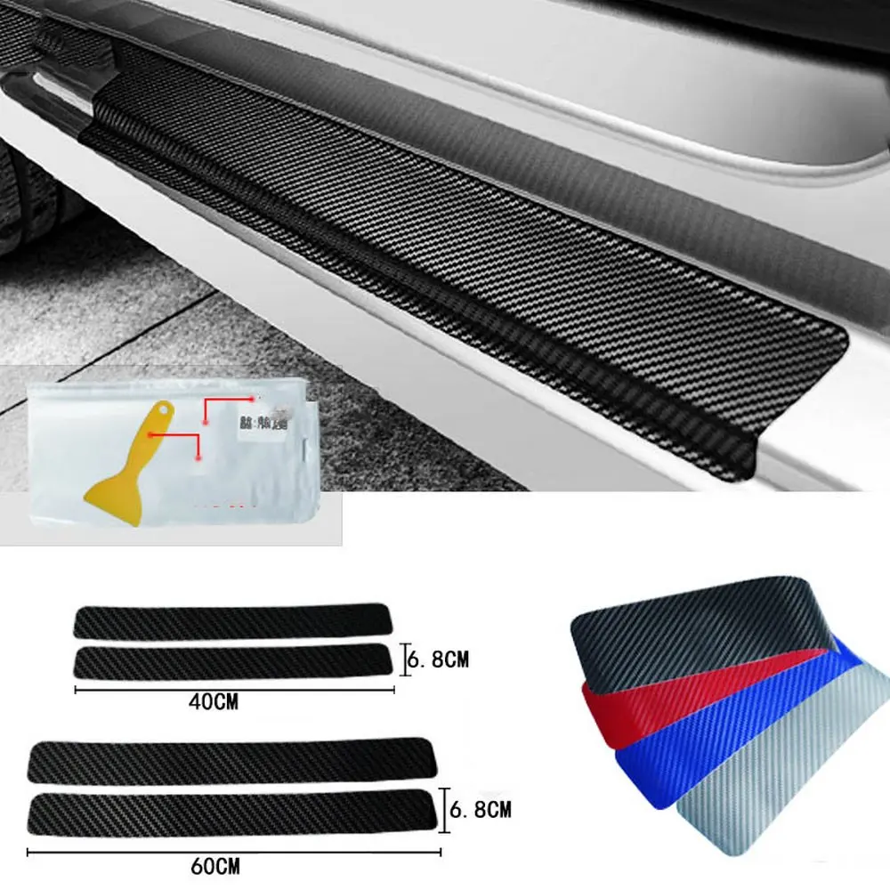 

4pcs/set Universal Car Stickers Car Door Protector Strips Sill Scuff Anti Scratch Carbon Fiber Auto Door Sticker Car Accessories