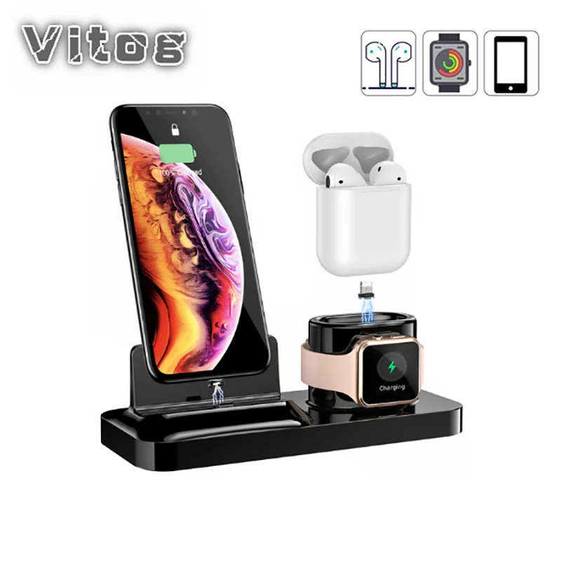 

3 in 1Wireless Charger Fast Charging For iPhone Watch For Airpods Samsung Metal Charger Dock Stand Holder charging station