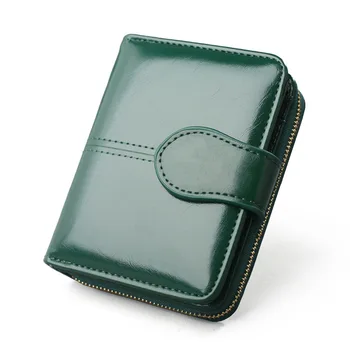 

New Style Purse Women's Short Leather Wallet Oil Wax Leather Oil Skin Small Card Holder