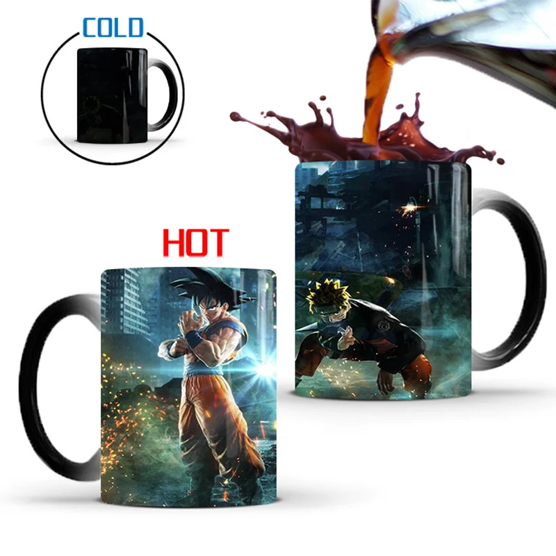 

1Pcs New 350ml Anime Naruto Dragon Ball One Piece Luffy Color Changing Mugs Ceramic Coffee Milk Cups Cold Water Color Change Mug