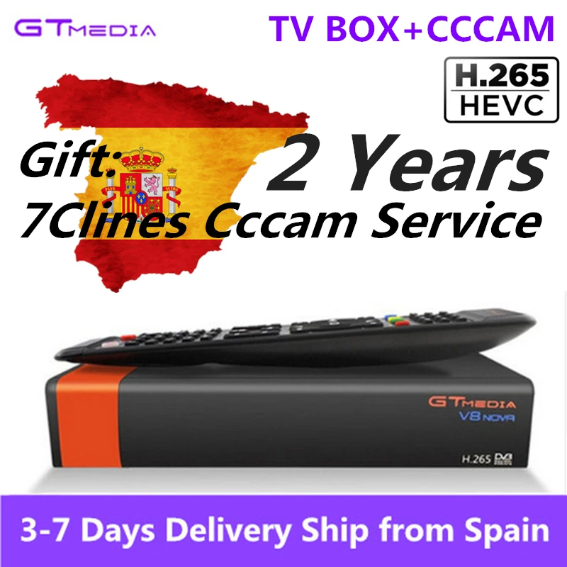 Европа 2 года cccam сервис tv box HD H.265 GTMEDIA freesat V8 nova tv box есть youtube, cccam, iptv ресивер телеприставки