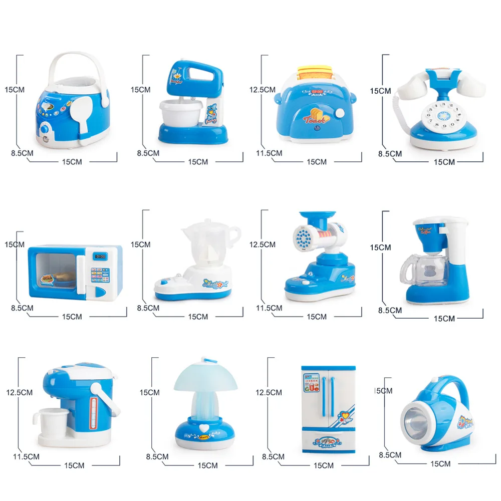 Kitchen Toys Pretend Play Household Appliances Coffee Machine Toaster Blender Vacuum Cleaner Cooking Toys For Children