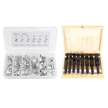 

8Pcs High Speed Carbon Steel Drill Bits Hss Twist Drill Bits Tools& 190Pcs Aluminum Alloy Rivet Nut M3 M4 M5 M6 M8 M10