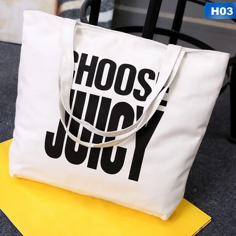 H03 Large White Canvas Tote Bag Fabric Cotton Cloth Reusable Shopping Bag Women Beach Handbags Cats Printed Grocery Bags Big - Цвет: H03