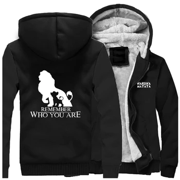 

REMEMBER WHO YOU ARE Mens Hoodies The Lion King Male Warm Coat Men Winter Thick Streetwear Male Zip Costume New Print Tops Men