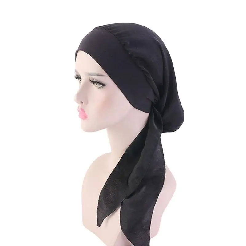 12 шт. мусульманская женская кепка chemo стрейч Шапочка для выпадения волос тюрбан шляпа исламский пиратский платок на голову широкий шарф хиджаб бандана случайный цвет