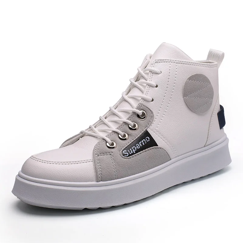 

Autumn Men Leather Trendy Shoes Trend Hip Hop Sneakers Elevator Hight-top Fashion Casual Sports Shoes