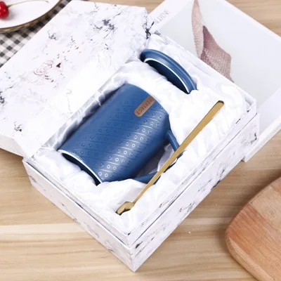 Blue 01 Из европейской керамики подарочная упаковка для чашки, чашки для чая и кружки, кружка для молока, кофе, кружка для дома, посуда для напитков, чашка для воды, офисный бизнес, подарок для друга, Прямая поставка - Цвет: Blue 01