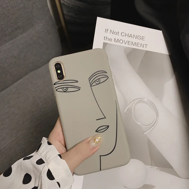 Чехол для телефона в стиле ретро с изображением линий лица iPhone 7 Plus 11 Pro XS Max