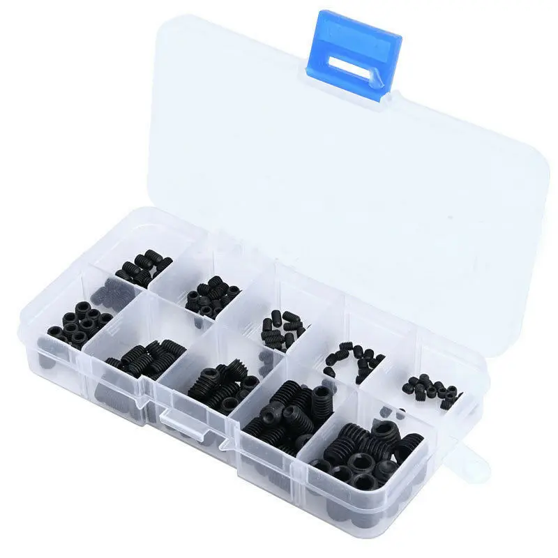 

Steel Allen Head Socket Hex Set Grub Screw Cup Point Assortment Kit 200Pcs