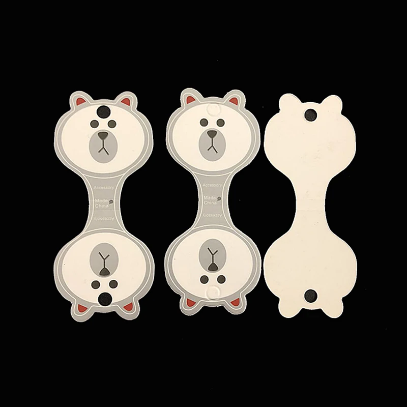 50pcs Kraft Paper Packing Tag Cards for Handmade Hair Jewelry Display Cute Bear Cat Face Stamp Paper Hairband Hanging Price Tag