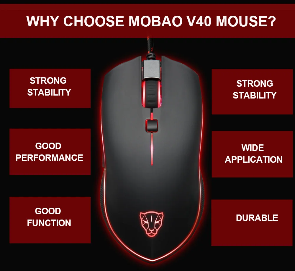 cute computer mouse Motospeed Gamer Mouse 4000 DPI 6 Buttons USB V40 Wired Optical LED Breathe Backlit Programmable Gaming Mause For PC Laptop wired computer mouse