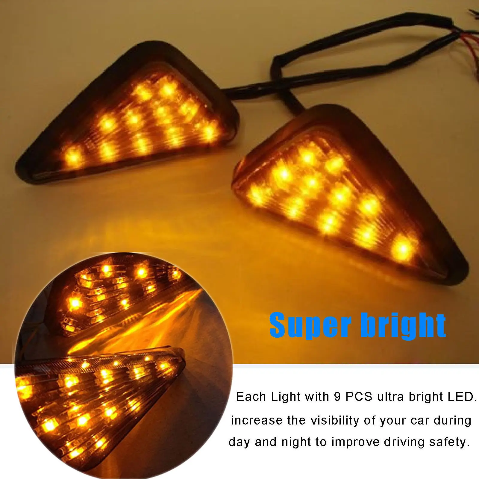 

Mount Amber Lamp Universal Motorcycle 2Pcs Triangle Flush Waterproof Super bright Low consumption New Practical