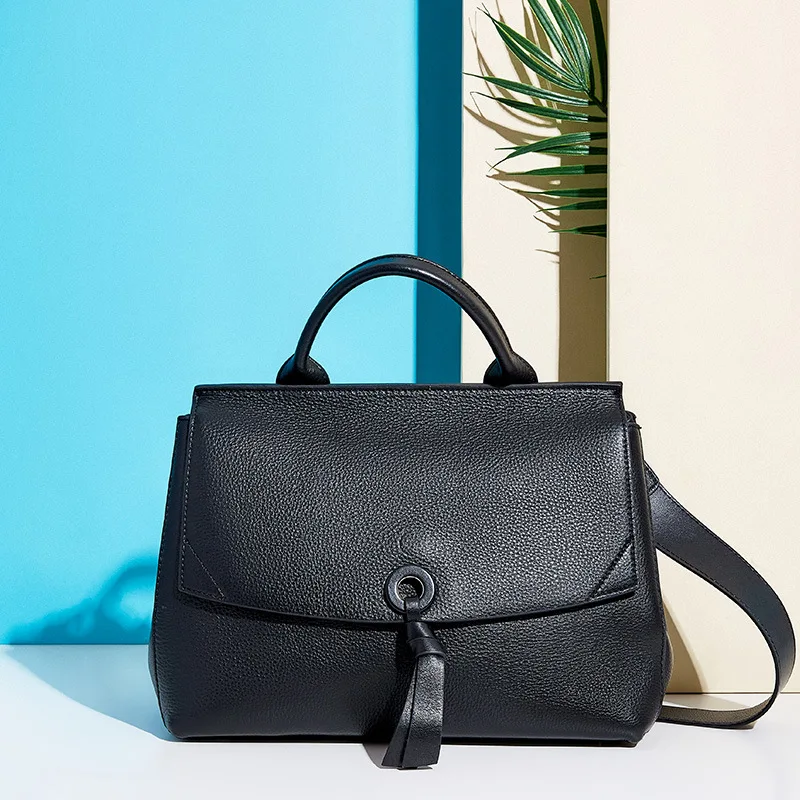 

New Arrival Women Handbag Black Genuine Leather Shoulder Bags for Ladies Tote Bag Messenger Crossbody Bag Girls Small Handbag