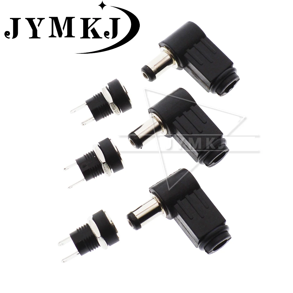 

5sets 5A 30v For DC Power Supply Jack Socket Male Female Panel Mount Connector 5.5mm 2.1mm Plug Adapter 2 Terminal Types 5.5x2.1