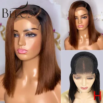 

Beeos Perruque Lace Closure perruque droite partie latérale couleur brune cheveux brésiliens noeuds blanchis pré plumés