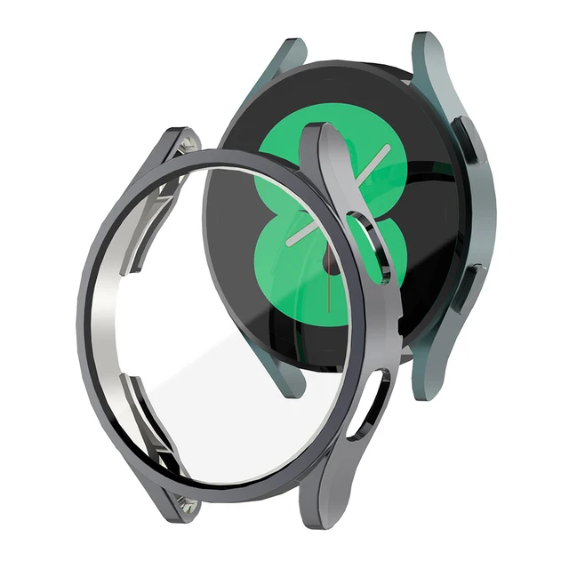 Protective Case for Samsung Galaxy Watch 4 40mm 44mm, Soft TPU Cover Bumper Full Screen Protector for Galaxy Watch4 Accessories Space Gray