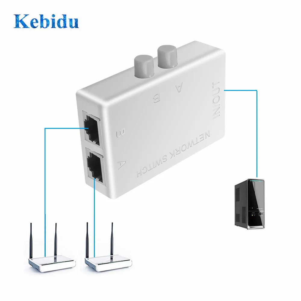 KEBIDU 2 порта RJ45 RJ 45 сетевой коммутатор Ethernet блок мини двойной сторонний порт ручной