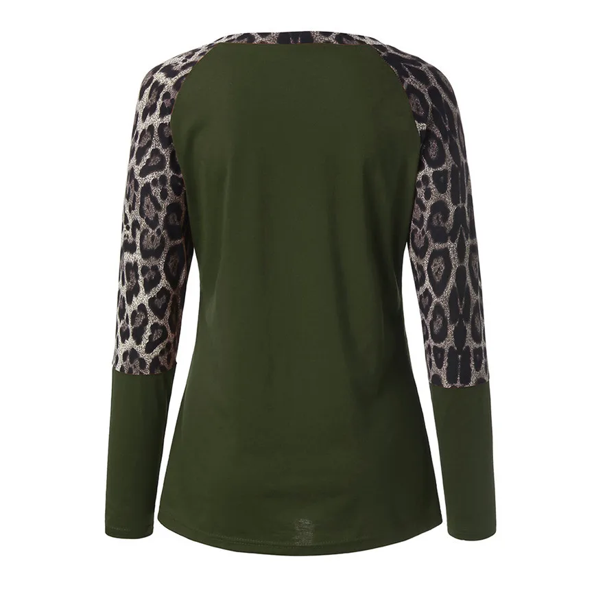 Большие размеры Boho Женская Осенняя одежда Леопардовый принт цветные женские блузы туника с длинными рукавами футболки топы