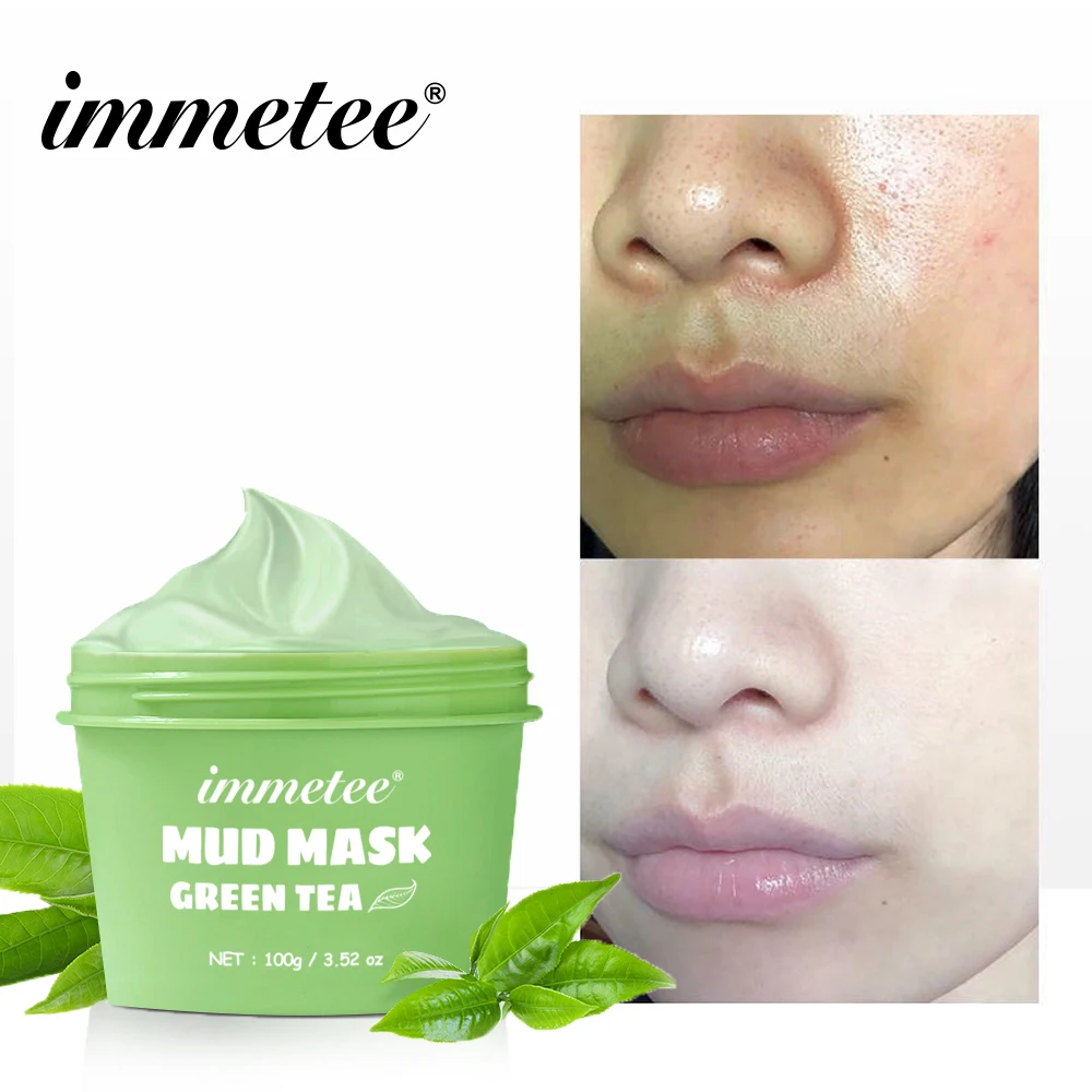 Очищающая однотонная маска зеленого чая Очищение акне Красота кожи Зеленый чай