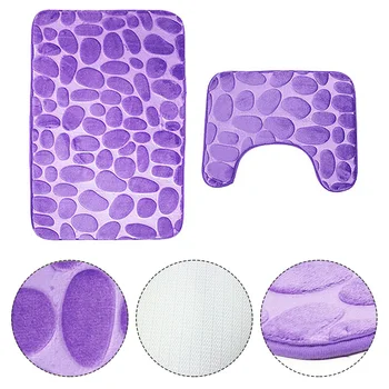 

Pebble stone carpet toilet floor Bath mat set bathroom non-slip floor mat two-piece Blanket Lid Cover Shower Room Rug