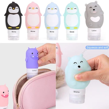 

60/80/90ML Empty Bottles Shampoo Shower Gel Portable Cute Refillable Travel Silicone Lotion Sub-bottling Tube Squeeze Container