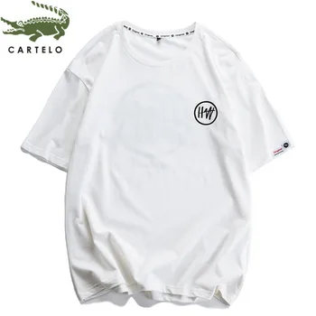 

CARTELO men's clothing summer new fashion casual letter printed cotton round neck white short-sleeved T-shirt