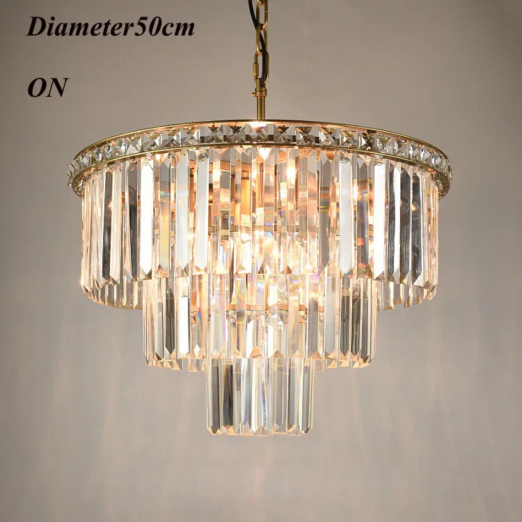 Американский Золотой Кристалл светодиодный светильник роскошный легкий круглый кулон креативный для дома гостиной столовой светильник