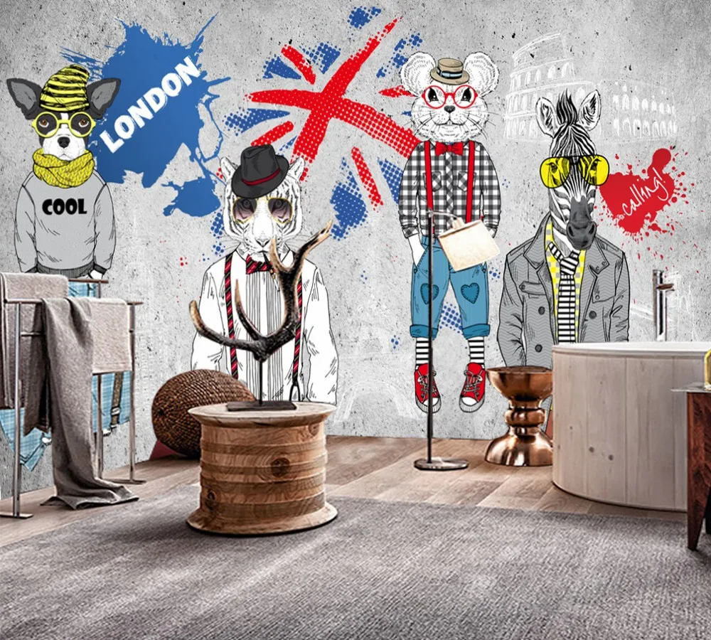 

Drop Shipping Custom Wallpaper Cement Wall Flag Abstract Animal Clothing Background Wall Mural Design Modern Wallpaper Bedroom