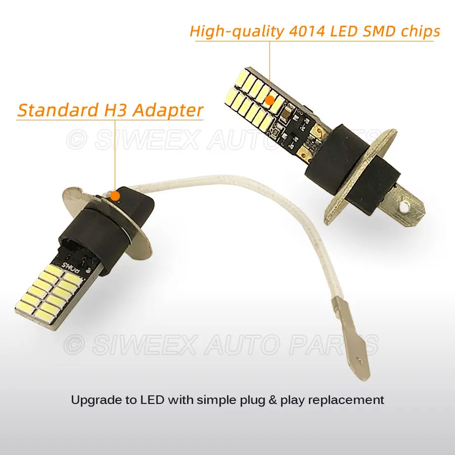 1Pcs H1 H3 Car LED Bulb P14.5S 24 4014 SMD Auto Turn Signal DRL Driving Daytime Running Lights White DC 12V Automobiles Fog Lamp