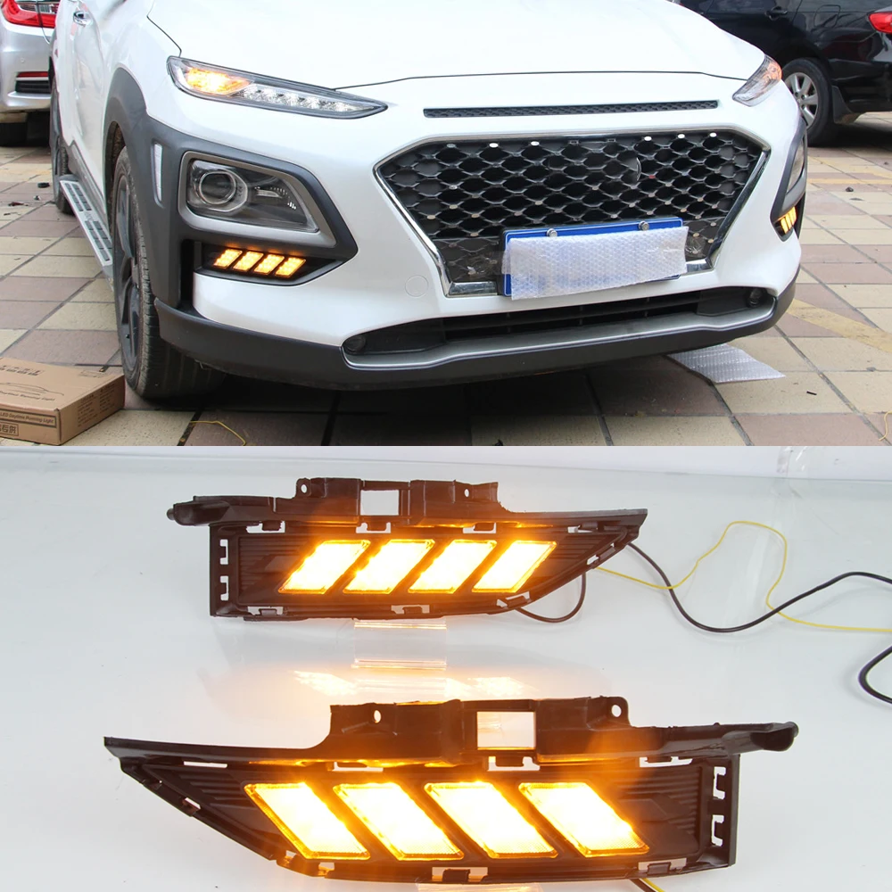 Auto lampeggiante 1 Set LED DRL per Hyundai ENCINO 2018 2019 2020 luce di marcia diurna con indicatore di direzione giallo notte blu - Image 6