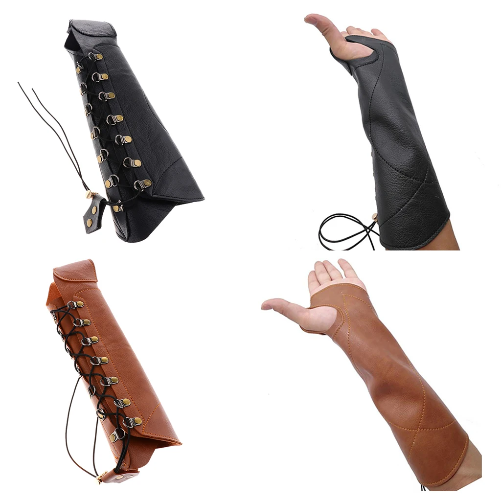 PU Leather Archery Arm Guard Protection Safe Guard Adjustable Wristband Archery Arm Guard Glove for Bow Hunting