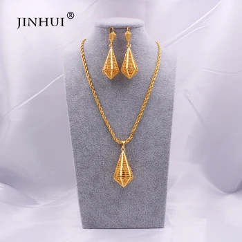 

Dubai Luxury new 24K gold Jewelry sets for Women Indian bridal Ethiopia Necklace Earrings African Indian wedding set Wife gifts