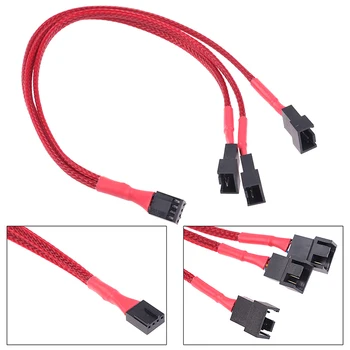 

1Pc Red Computer Fan Line 1 To 3 Way 4Pin PWM Fan HUB Hub Fan Extension Cable