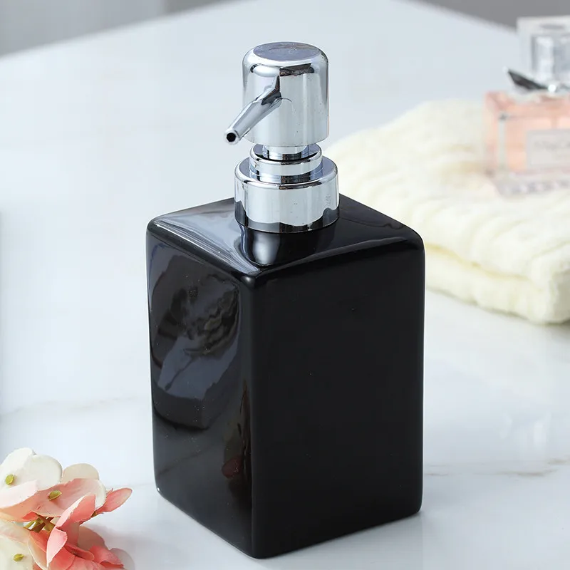 Black Square Керамическая эмульсионная бутылка для дозировки хромированного прессера портативные диспенсеры для мыла гостиничный клуб ручной гель для душа шампунь бутылка 320 мл - Цвет: Black Square