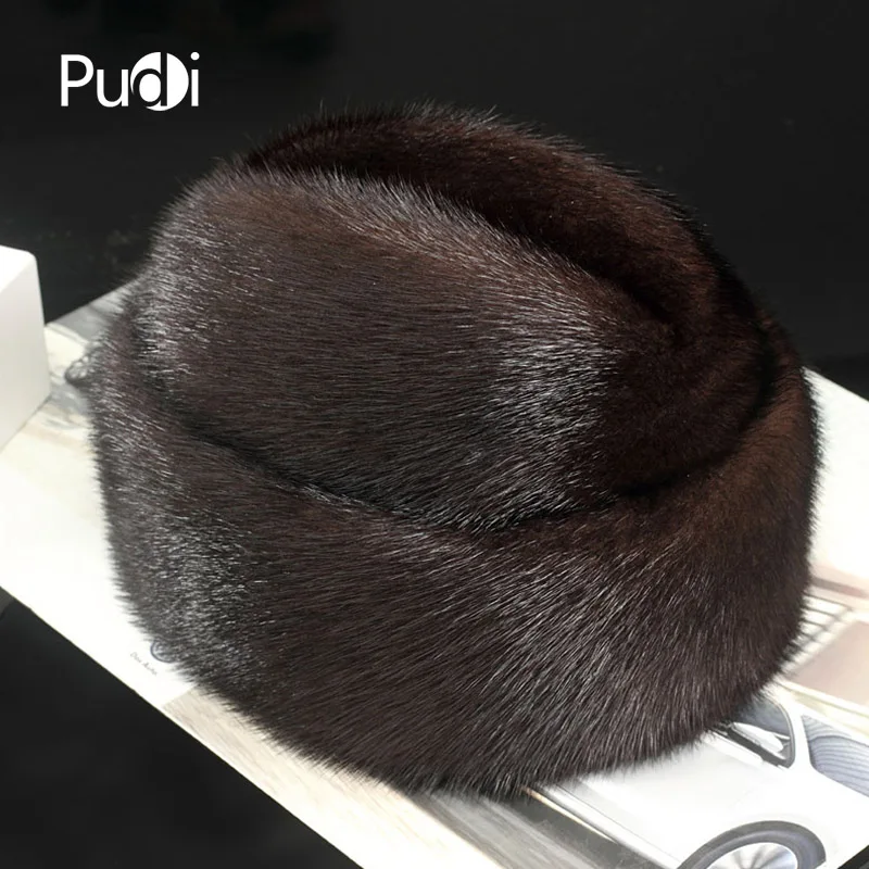 Pudi 170767 Мужская норковая меховая шапка новая модная мужская из натурального меха