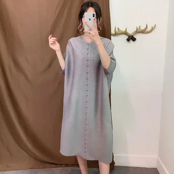 

2020 New Spring V-neck Full Sleeves Pleated Loose Pullover Vintage Female Dress Vestido WJ12201 Japan Styles U628