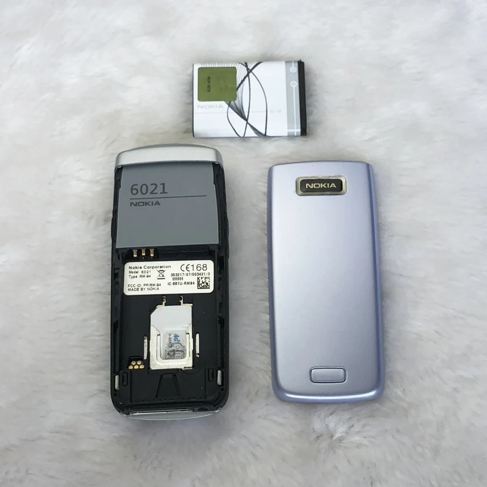 Мобильный телефон NOKIA 6021 разблокированный Восстановленный GSM трехдиапазонный Bluetooth Черный и подарок