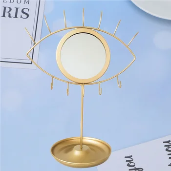 

Eye Shaped Design Iron Art Desk Makeup Mirror Girls Bedroom Desktop Makeup Mirror Desktop Mirror for Women Girls (Golden)