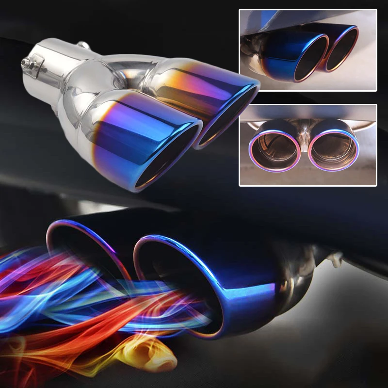 

Durable Stainless Steel Exhaust Muffler Tip End Tail Pipe Dual Outlet Accessory