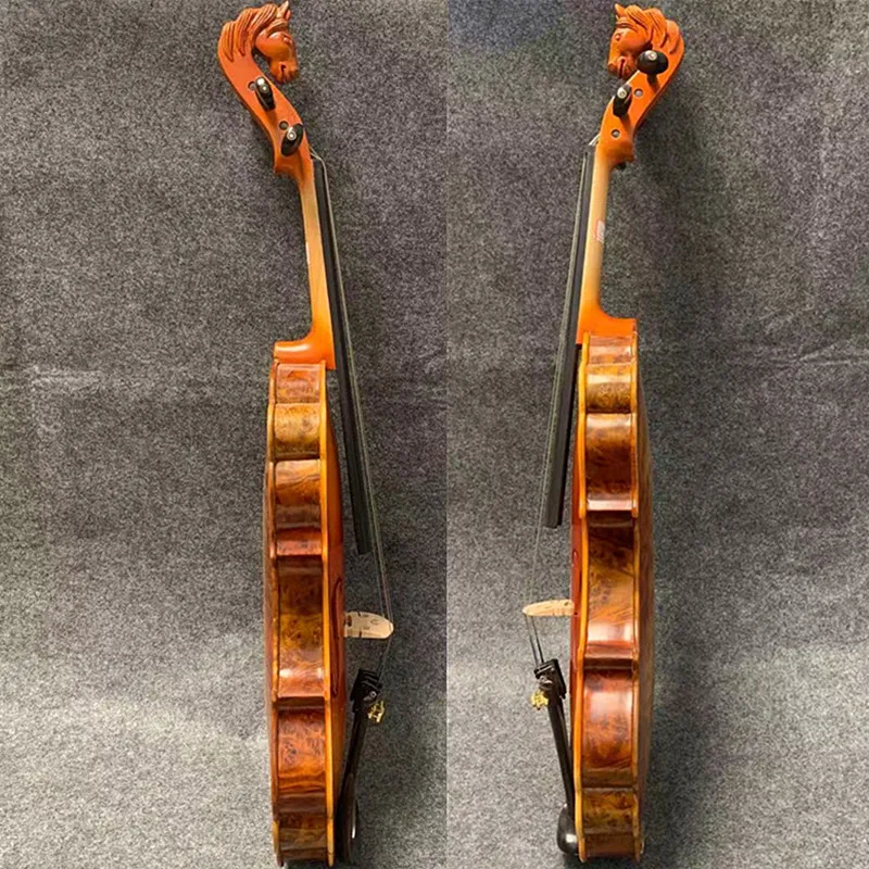 Baroque style song maestro bird's eye 4/4.Whole maple back,carving horse head #14543