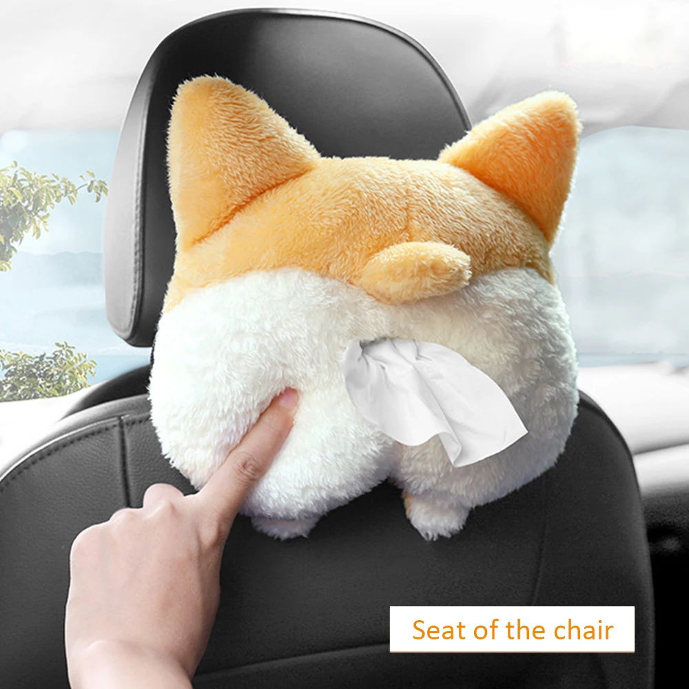 Hanging Tissue Box For Car Seat Cat Designed Soft Napkin Papers Portable Storage 