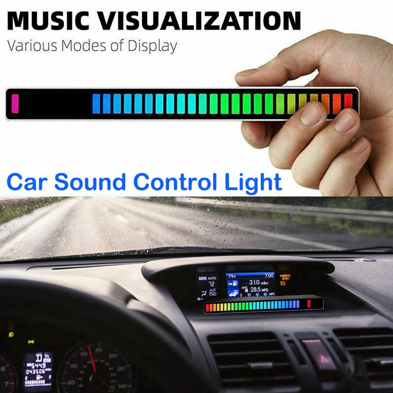 Car Sound Control Light RGB Voice-Activated Music Rhythm Ambient Lights With 32 LED 18 Colors Interior Home Decoration Lamp | Автомобили и