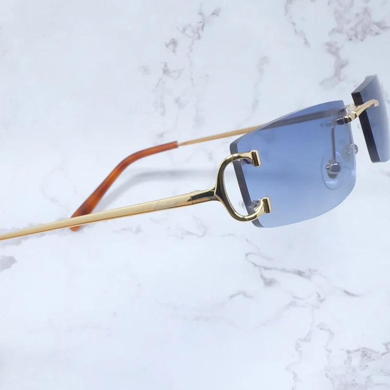 

Small Square Sunglasses Men Rimless Metal Carter Big Wire C Sun Glasses Summer Shades Eyewear Women Accessories Luxury Sunglass