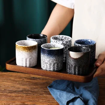 

1pc Japanese Style Restaurant Hotel Retro Ceramic Tea Cup Coarse Pottery Small Tea Cup Drinking Supplies